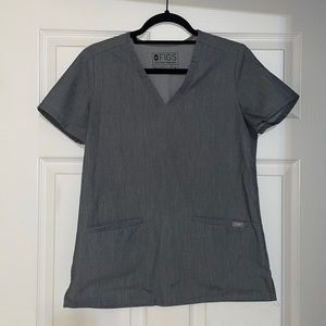 XS Gray FIGS Casma Three-Pocket Scrub Top